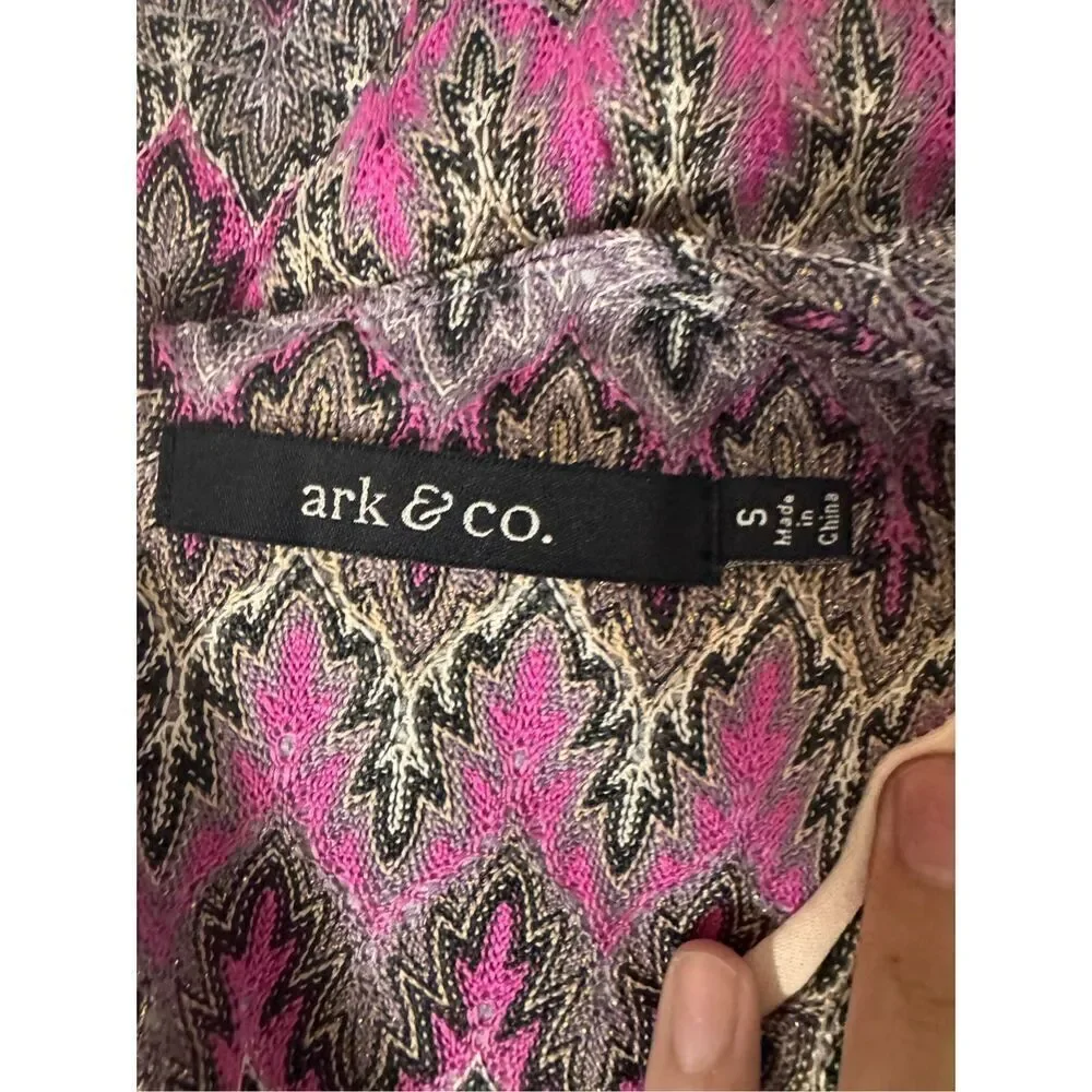 Ark & Co. Metallic Chevron Knit Bodycon Dress Small Pink Black Gold